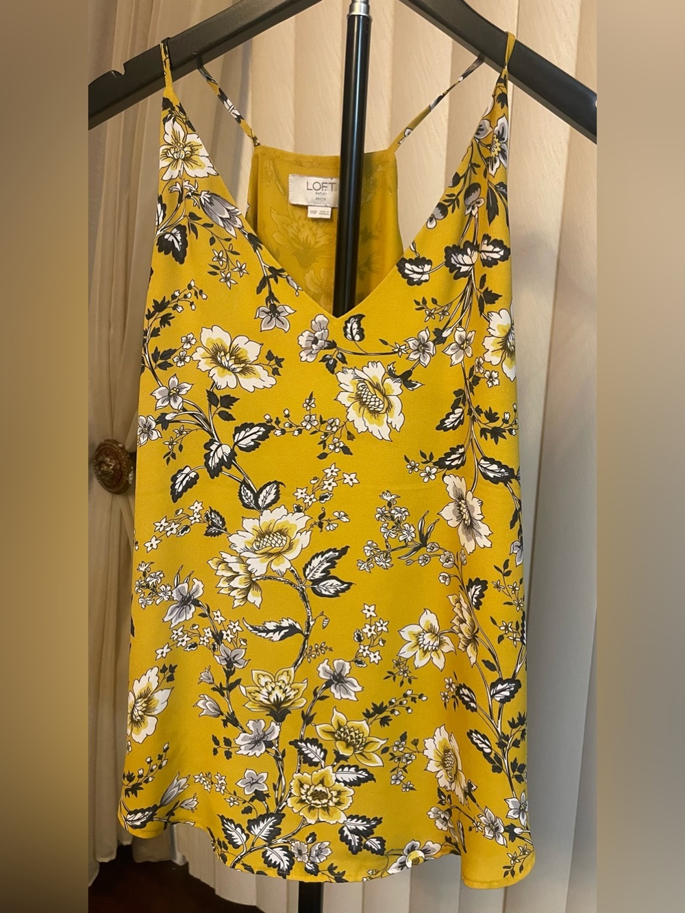 LOFT Yellow Floral V-Neck Slip top